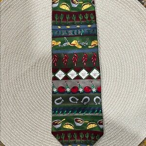 Tabasco Green and Red Patterned Silk Tie